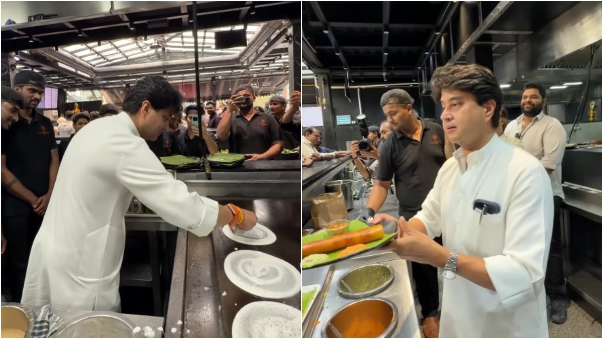 Jyotiraditya Scindia turns chef for a day, flips dosas in Bengaluru's Rameshwaram cafe