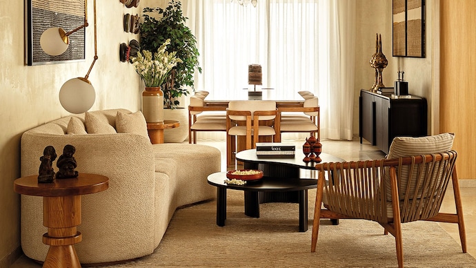 SOFT TOUCH: Organic forms dominate the living cum dining room (Photograph by YASH R JAIN)