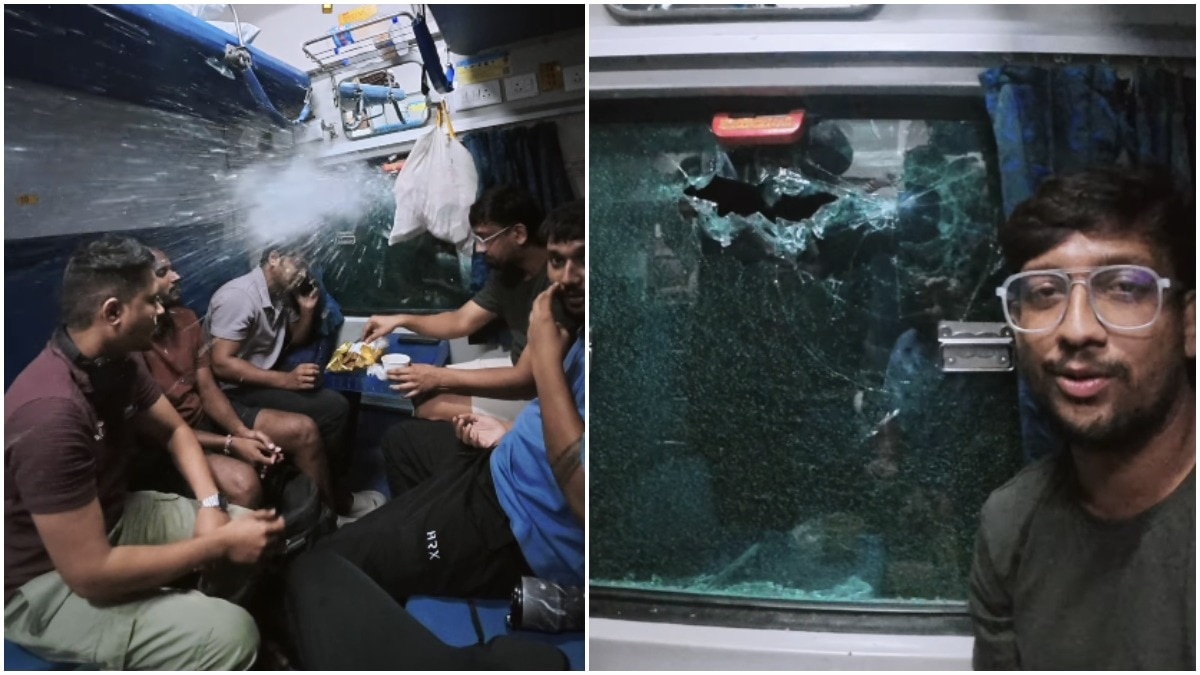 Stone smashes Nagpur-Mumbai train window as passengers sit right beside it, 4 injured