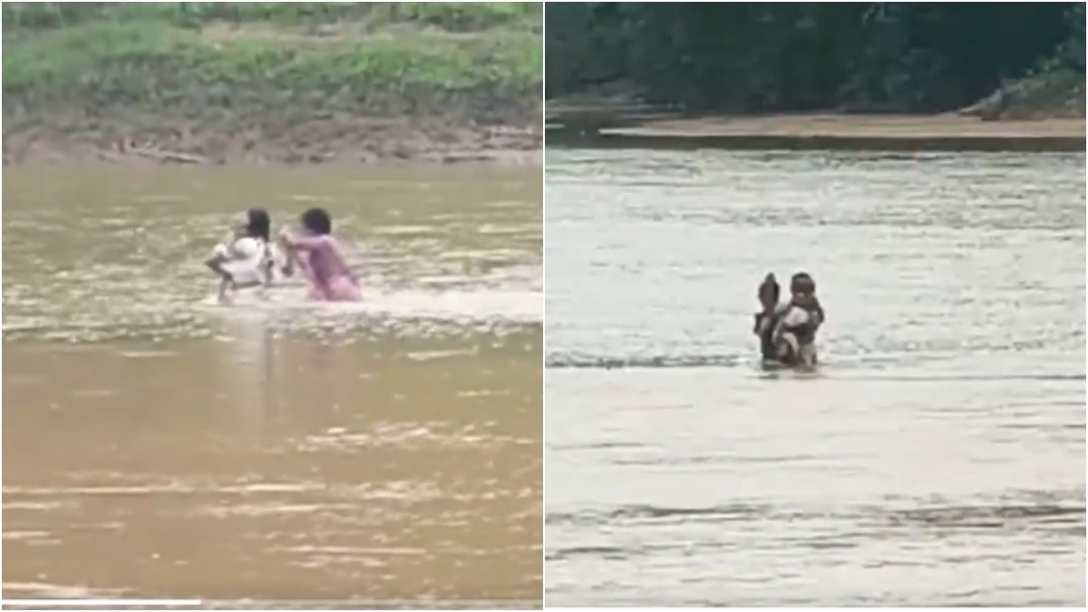 Chhattisgarh teachers cross river daily to reach school, one carries 9-month-old baby