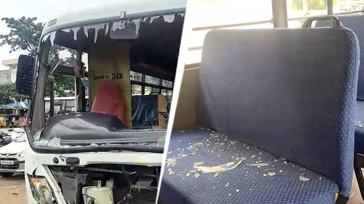The accident led to concern among people in the area as emergency personnel attended to the injured students. (Credits: Abdul Basheer) Telangana bus accident