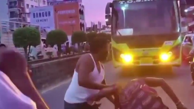 The drunk man first picked a fight with the bus driver and then assaulted his wife as she tried to intervene. Telangana bus assault