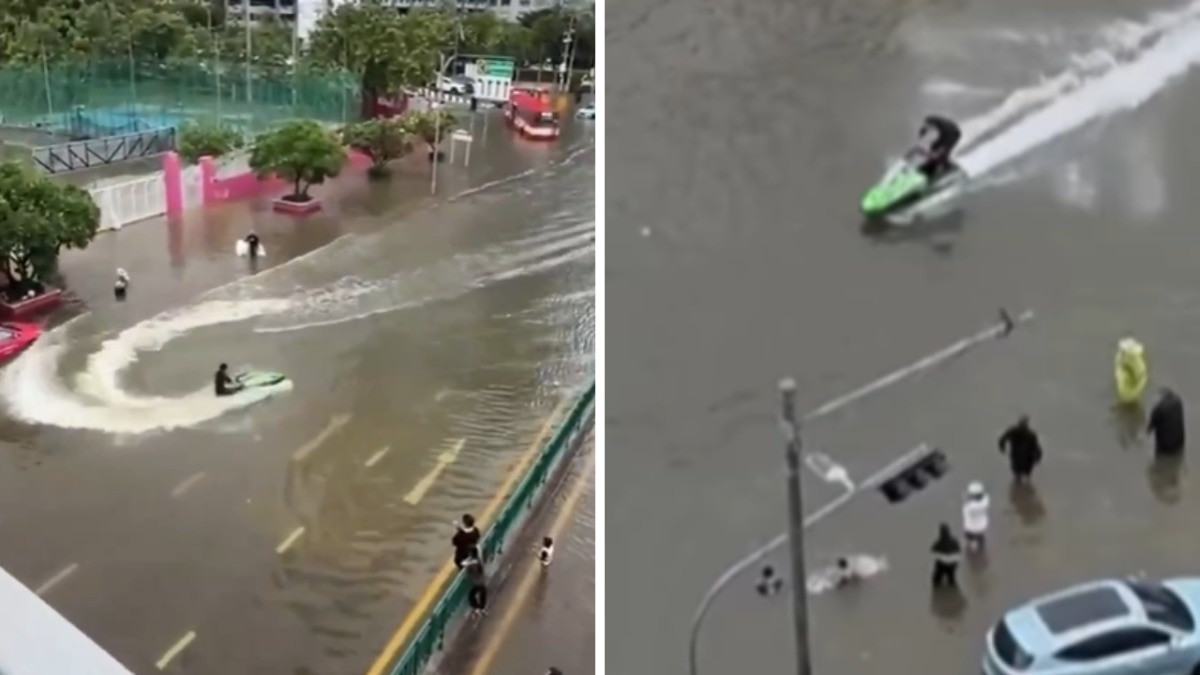 Watch: Thai man rides jet ski through flooded Bangkok streets, gets arrested
