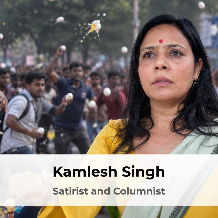 TMC leader and  Krishnanagar Lok Sabha MP Mahua Moitra alleged that her car was pelted with eggs during a party meeting in Nadia. (Image for Representation: X/Generative AI)