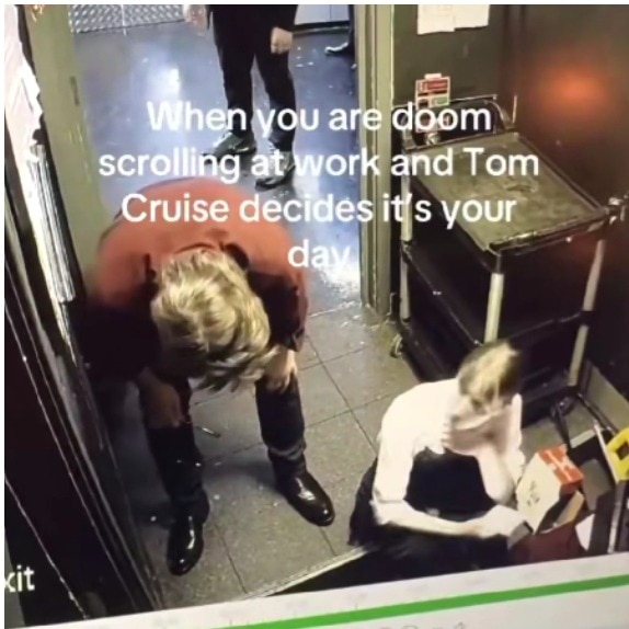 Tom Cruise walks over to check on a ‘distressed’ worker, her reaction is priceless
