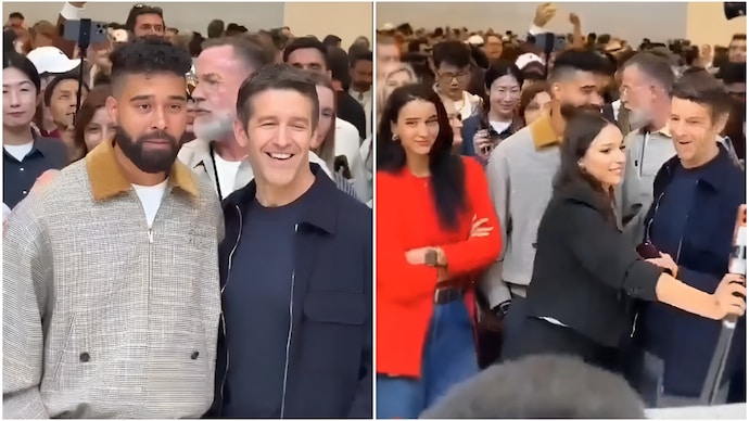 Triptii Dimri and AP Dhillon with Apple CEO at Iphone event. (Credit: Instagram/Cnet) Triptii Dimri and AP Dhillon with Apple CEO at Iphone event.