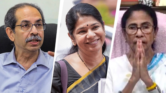 Uddhav Thackeray, Kanimozhi and Mamata Banerjee Uddhav Thackeray, Kanimozhi and Mamata Banerjee