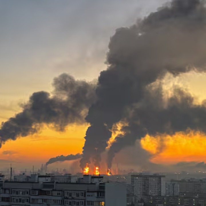 Ukraine pounds Russia with over 1,600 drones, visual shows massive blaze at refinery