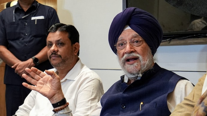 Union Minister Hardeep Singh Puri addresses the media, in Amritsar. (PTI photo) Union Minister Hardeep Singh Puri addresses the media, in Amritsar. (PTI photo)