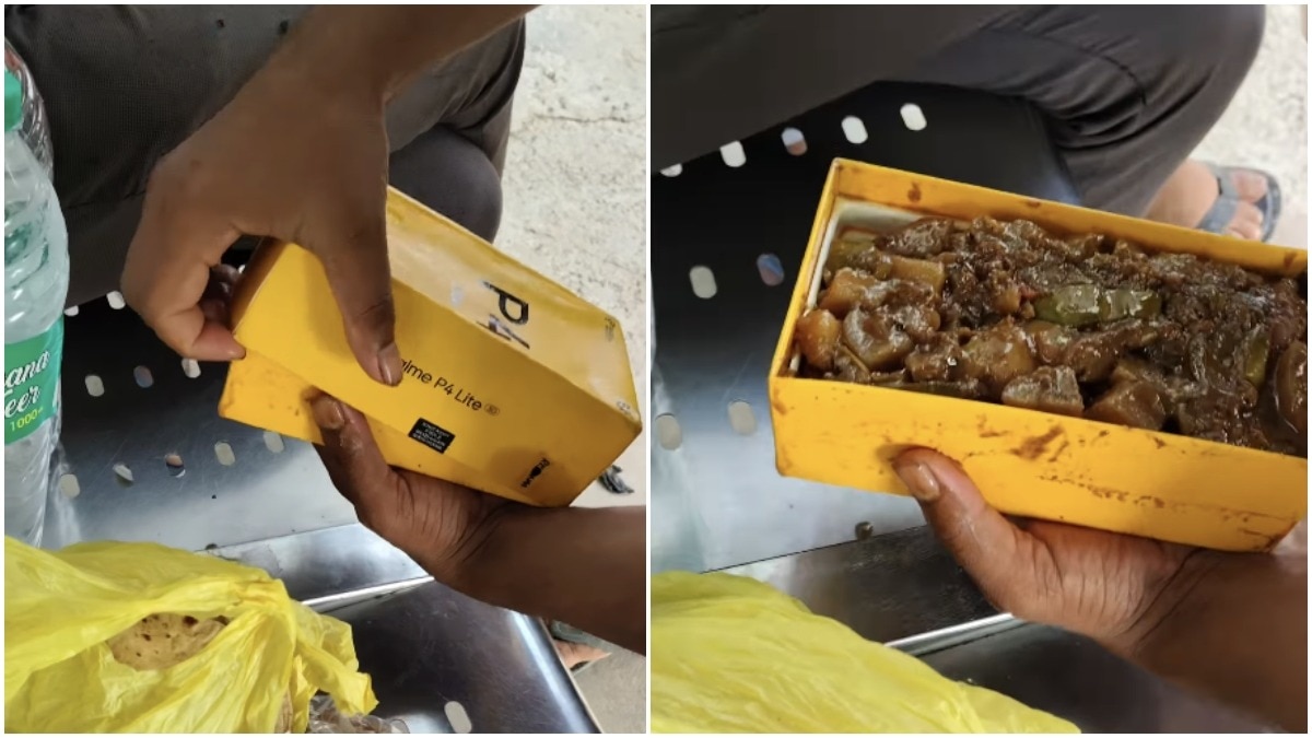UP man’s ‘lunch box’ is not what you would expect, watch how his friends react (Photos: @anandraj_up50/Instagram) UP man’s ‘lunch box’ is not what you would expect, watch how his friends reacted