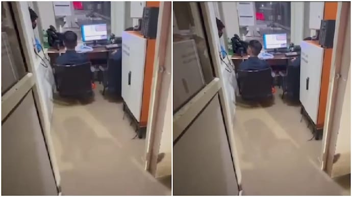 UP’s new Ganga Expressway toll booth flooded after heavy rain, staff continue working UP’s new Ganga Expressway toll booth flooded after heavy rain, staff continue working