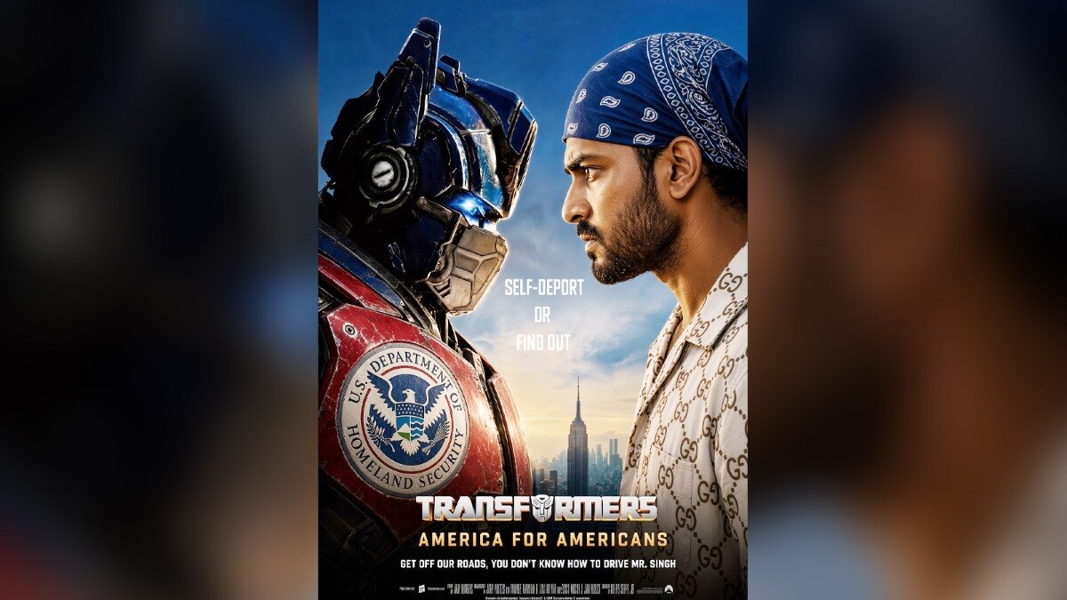 Image from article: Mr Singh, get off our roads: Row over US's 'Transformers' AI poster on deportation