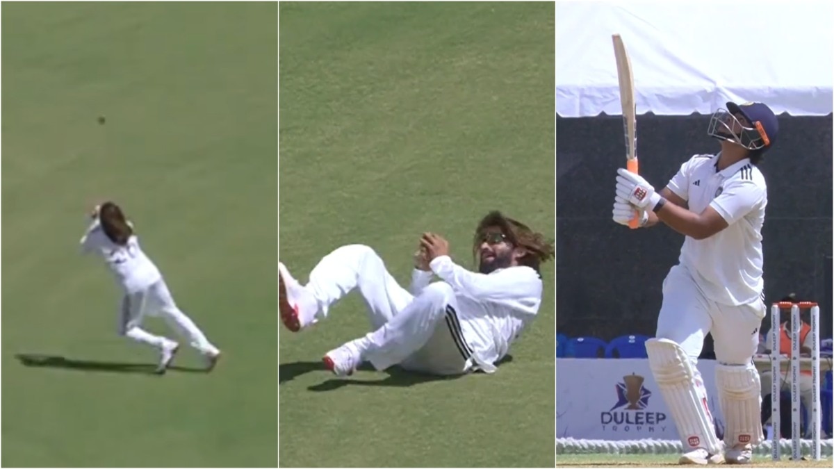 Rajat Patidar took a stunning catch to dismiss Vaibhav Sooryavanshi in the Duleep Trophy semifinal (Courtesy: BCCI Domestic Screengrab) Vaibhav Sooryavanshi and Rajat Patidar