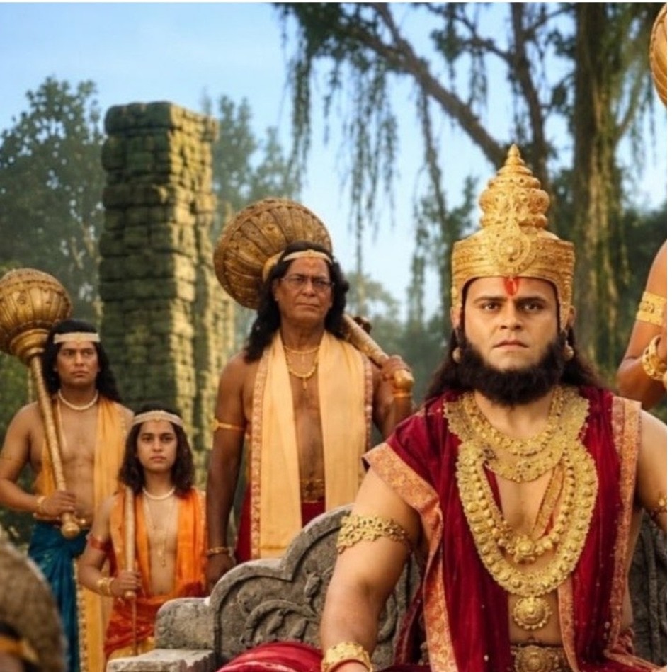 Vanar wearing glasses in Mahakavya Shri Ramayan Katha poster triggers memes
