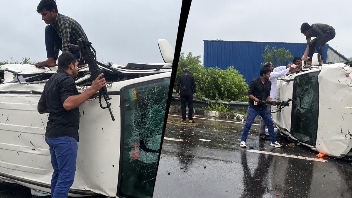 Video: UP cop-couple smash car windows with rifle, rescue 5 trapped on highway