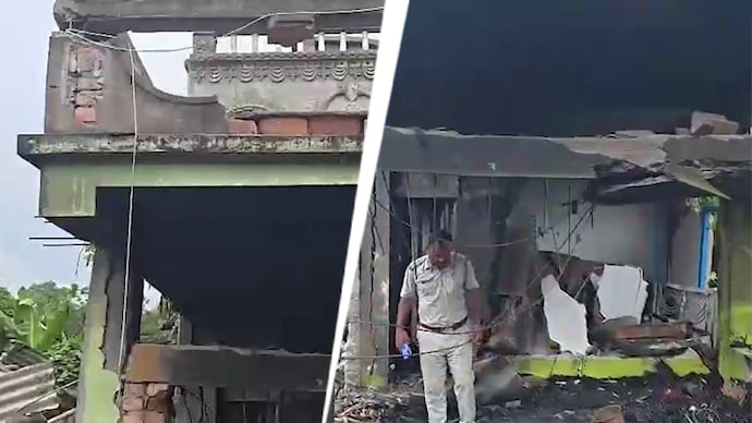 Local BJP workers staged protests and claimed that bombs were being made or stored at the TMC leader’s residence. (Credits: Prosenjit Saha) West Bengal Baruipur Blast