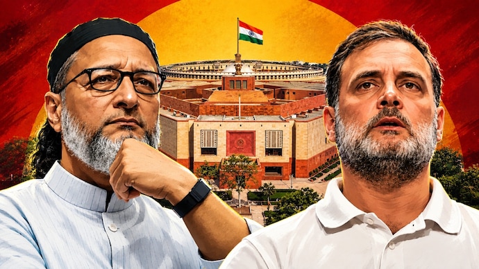 While AIMIM chief Asaduddin Owaisi got an opportunity to speak during the Lok Sabha debate, Congress MP Rahul Gandhi couldn't record his statement. (Image: AI illustration) While AIMIM chief Asaduddin Owaisi got an opportunity during the Lok Sabha debate, LoP Rahul Gandhi didn't record his opposition statement. (Image: AI illustration)