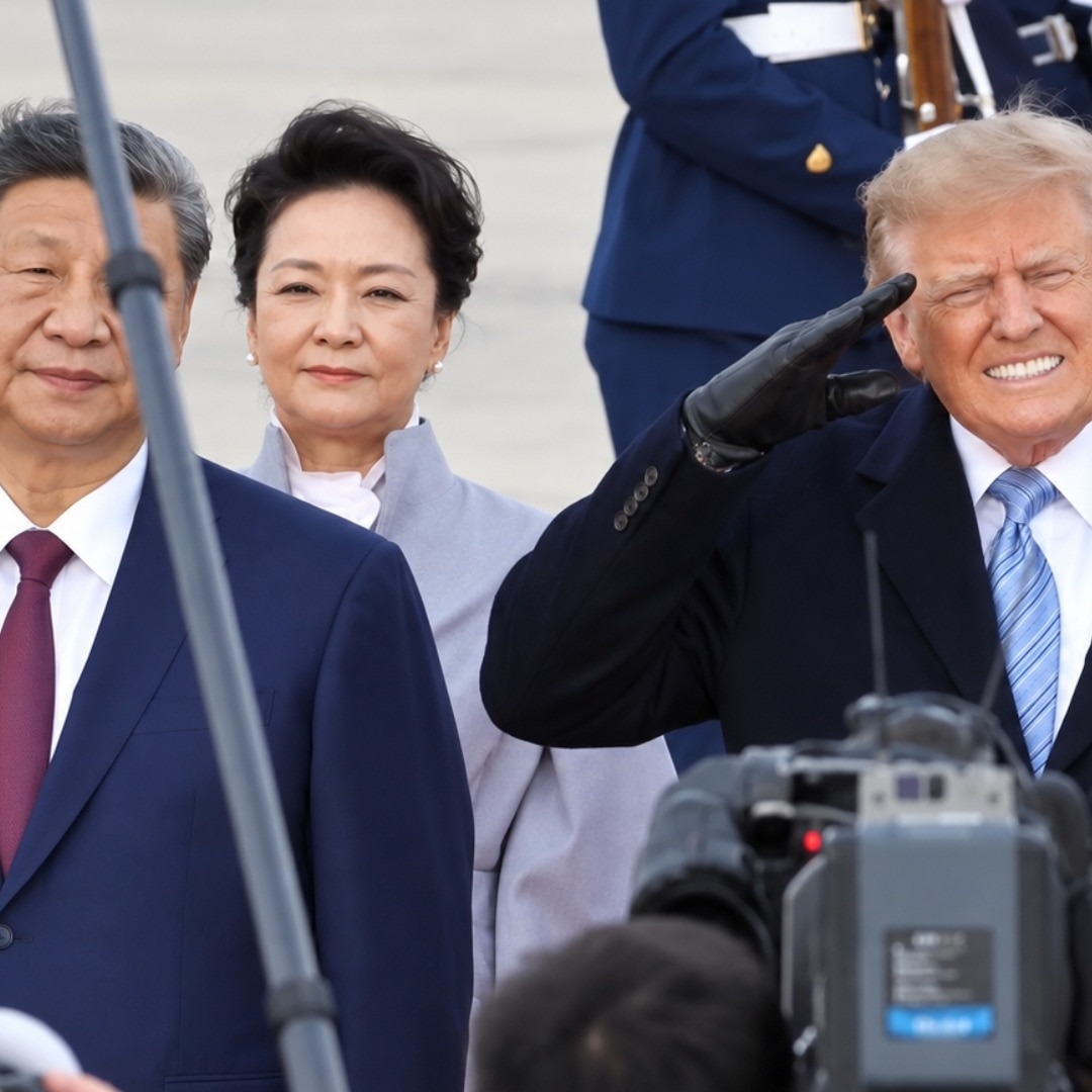 Watch: Trump winces as B-1 bombers roar overhead, Xi beside him stays unfazed