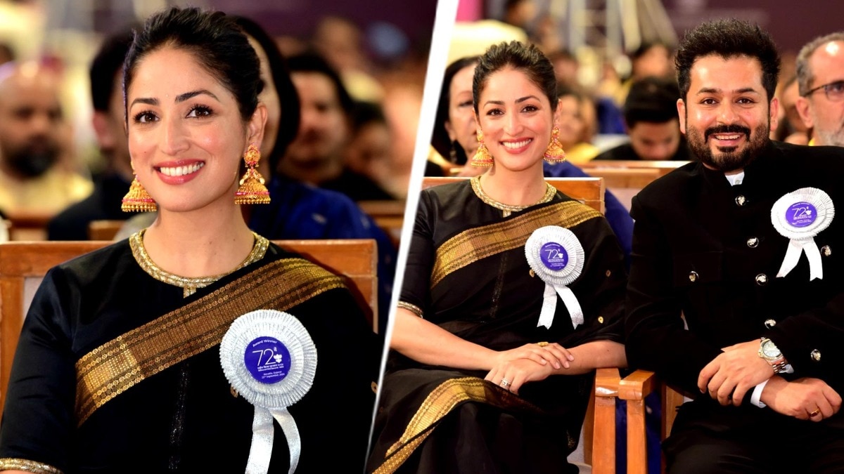 Black saree, gold jhumkas: Yami Gautam's look for National Film Awards ceremony