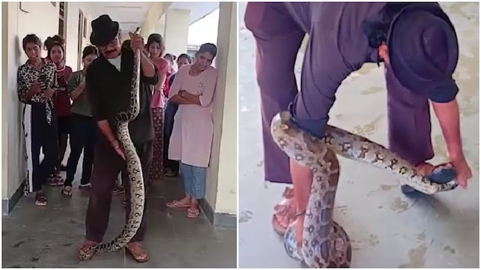 10-foot python slithers into girls’ hostel bathroom in Madhya Pradesh 10-foot python slithers into girls’ hostel bathroom in Madhya Pradesh
