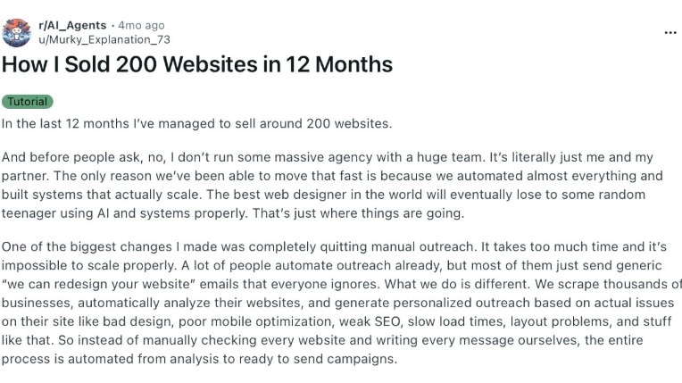 I sold 200 websites in 12 months: Web designer claims how AI helped team of 2