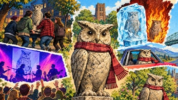 Stolen, frozen and set on fire, how a concrete owl became a campus legend Stolen, frozen and set on fire, how a concrete owl became a campus legend