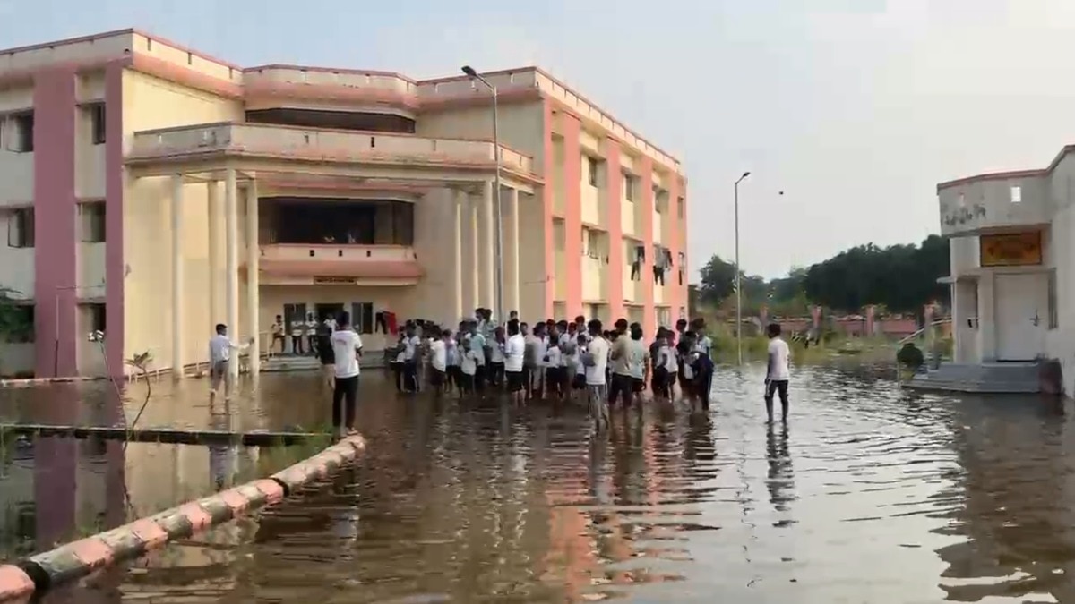 Rs 63-crore Uttar Pradesh school campus flooded, students wade through dirty water