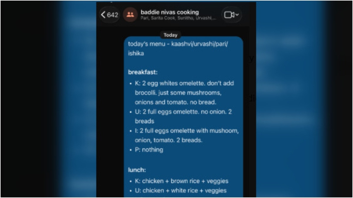 Bengaluru flatmates have a WhatsApp group with cooks, their specific menu goes viral