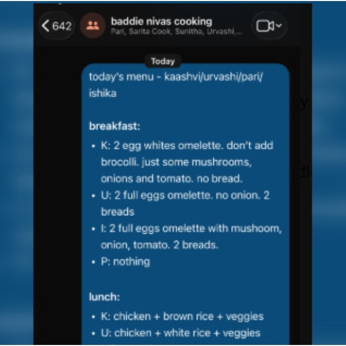 Bengaluru flatmates have a WhatsApp group with cooks, their specific menu goes viral