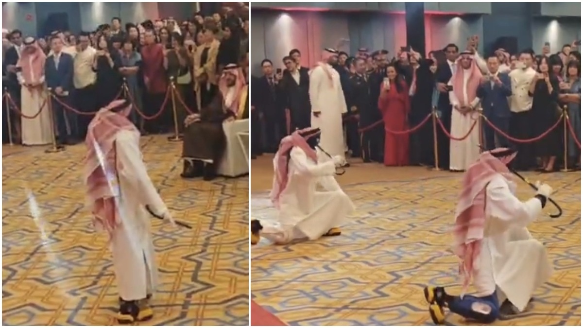 Chinese humanoid robots perform Saudi 'Ardah' sword dance in traditional attire