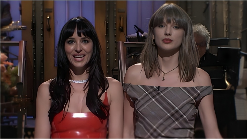 Taylor Swift crashes Dakota Johnson's SNL monologue, jokes about her exes