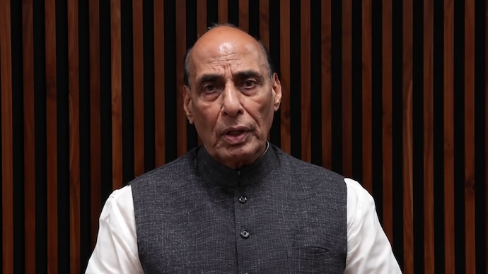 Union Defence Minister Rajnath Singh said democracy did not give anyone the licence to create disorder or undermine the credibility of constitutional institutions. (File photo) Expressing confidence in the country’s youth, Singh said they would not be misled by such attempts.