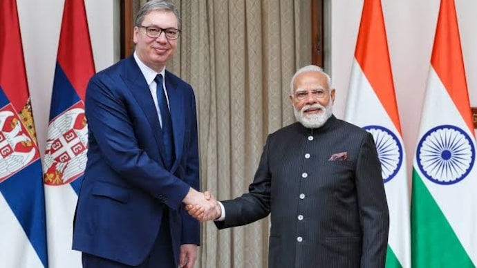 Former Serbian president Aleksandar Vucic and PM Modi