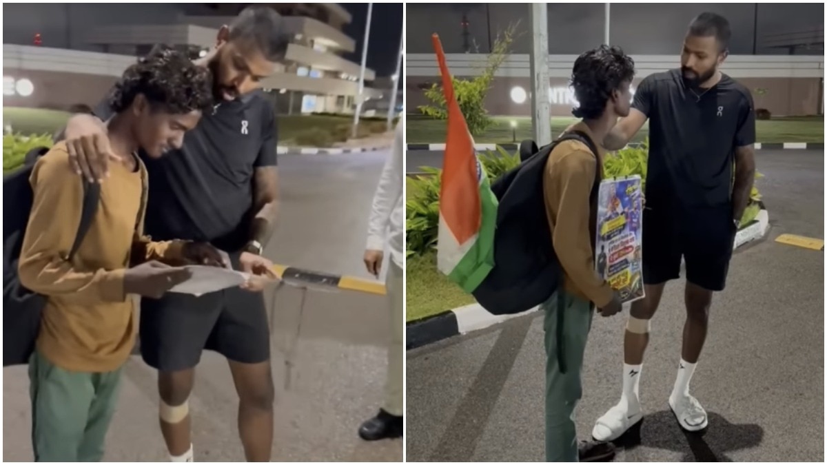 Hardik Pandya hugs fan who walked nearly 2,400 km to meet him, arranges his return