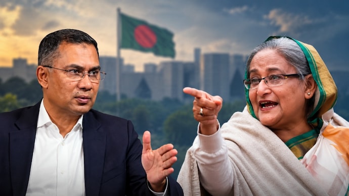 Former PM Sheikh Hasina called Bangladesh PM Tarique Rahman's decision to skip the Delhi Brics Summit "immature". (File/ AI-edit)