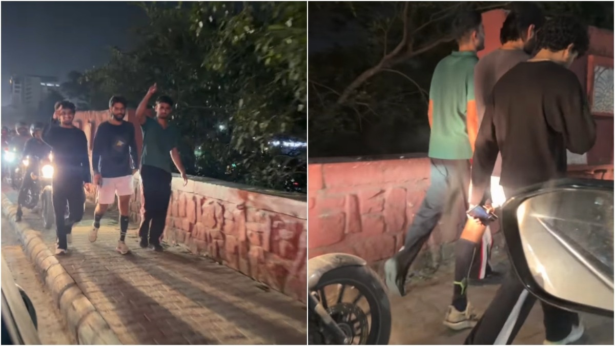 Jaipur Trio Stands Firm on Footpath Against Motorcyclists