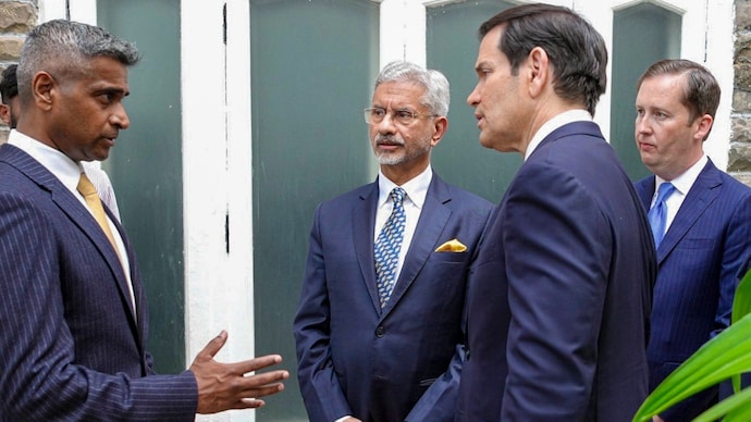 Jaishankar, Marco Rubio and Sunil Kudyadi, the security chief of Taj Hotel Jaishankar