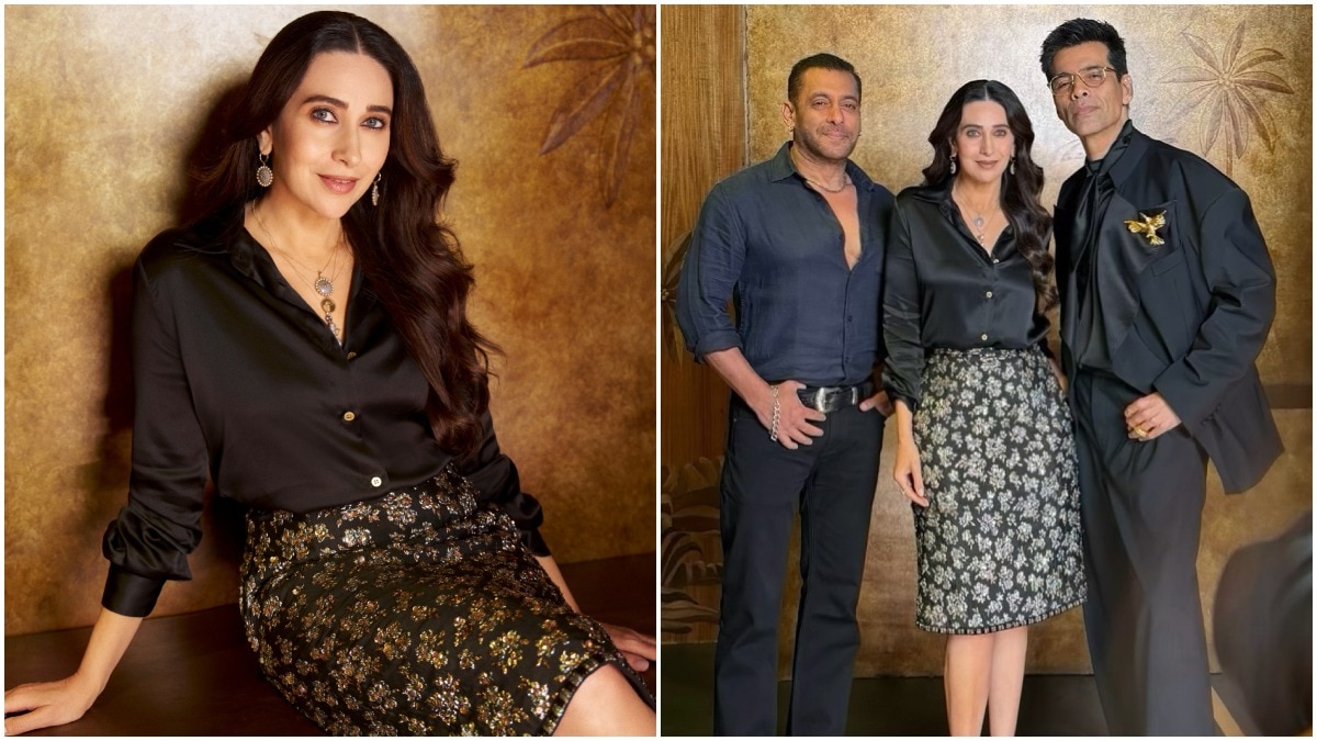 Karisma Kapoor just gave the classic black shirt a dazzling glow-up in Sabyasachi