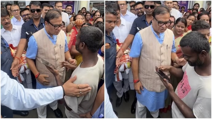 Man asks Himanta Sarma for iPhone during crowd interaction (Photos: @himantabiswasarma/Instagram) Man asks Himanta Sarma for iPhone during crowd interaction