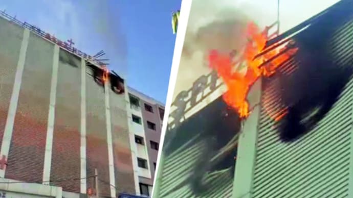 A massive fire broke out on the sixth floor of Gajanand Complex in Surat's Sachin area. (Source: ITG)