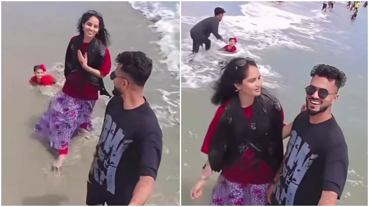 Parents film reel on beach, ignore child battling waves until stranger rescues her