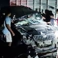 People surround and vandalise the Scorpio after the alleged hit-and-run, as police take the vehicle into custody in Assam’s Nagaon. People surround and vandalise the Scorpio after the alleged hit-and-run, as police take the vehicle into custody in Assam’s Nagaon.