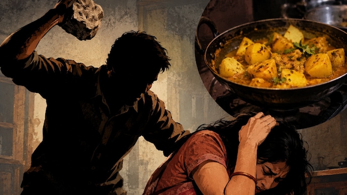 Om Prakash, the accused, allegedly assaulted his wife, Preeti, after questioning why she had made potato curry when she said she had cooked whatever was available at home. (AI-generated image)