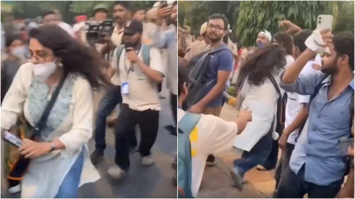 Woman protester runs away with keys of police bus in Delhi's Jantar Mantar