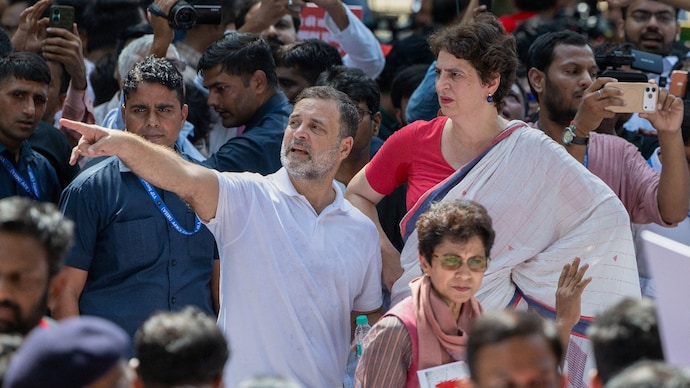Rahul Gandhi and Priyanka Gandhi Vadra take part in a protest against CEC Gyanesh Kumar Rahul Gandhi SIR