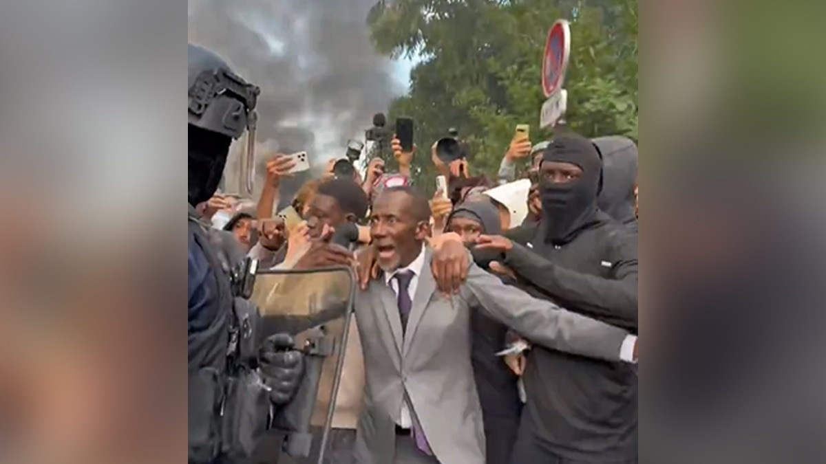 Video: Stop, says French Mayor as he shields student protesters from cops
