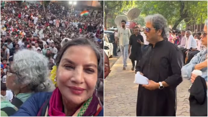 Shabana Azmi, Vishal Bharadwaj among others joined the protest at Mumbai's Dadar. (Credit: Instagram/@shabanaazmi @buzzzookascrolls) Shabana Azmi