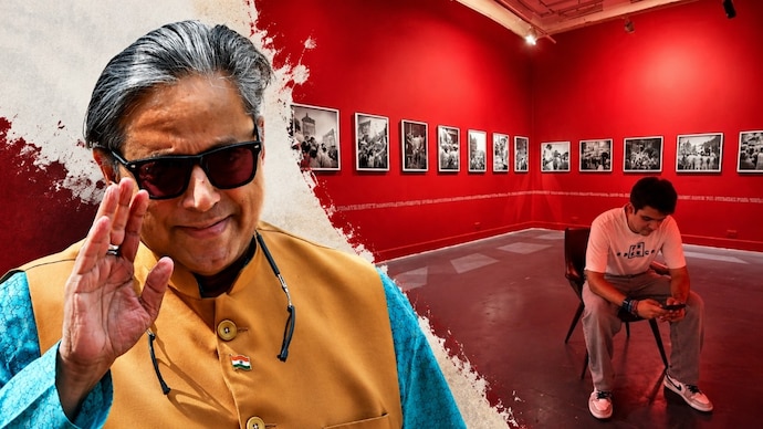 Shashi Tharoor (left) questioned the removal of protest photographs from Raihan Vadra's (right) exhibition at Bikaner House. Shashi Tharoor (left) questioned the removal of protest photographs from Raihan Vadra's (right) exhibition at Bikaner House.