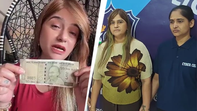 In the reel, the woman is seen stuffing the currency note into her T-shirt while singing 'Happy Birthday Gandhi Ji.' Surat influencer arrested