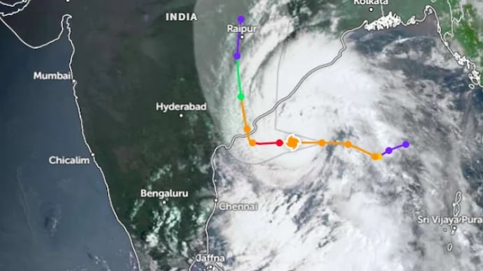 The cyclone is forecast to bring sustained winds of 115-125 kmph, with gusts reaching up to 140 kmph. (Photo: Zoom.earth) The cyclone is forecast to bring sustained winds of 115-125 kmph, with gusts reaching up to 140 kmph. (Photo: Zoom.earth)
